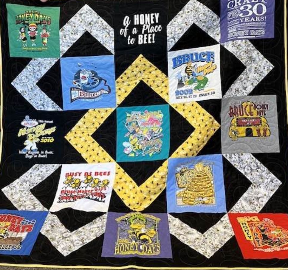 Keepsake t-shirt quilt — diamond and square layout